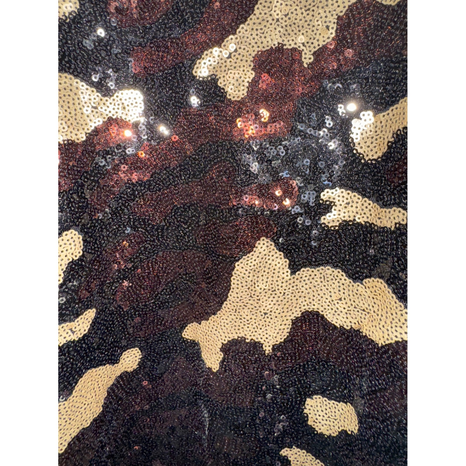 Womens M Sequin Camo Cold Shoulder Top V-Neck Coquette Maximalist Eclectic