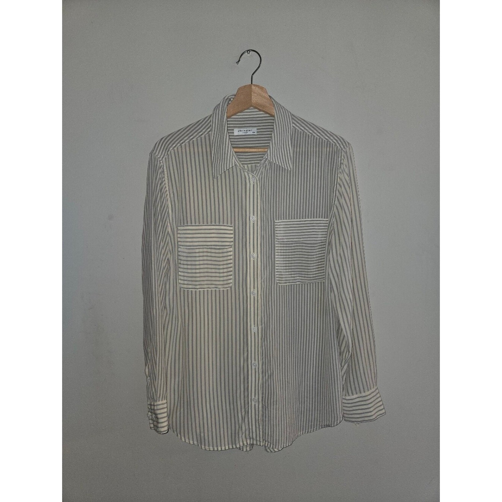 Equipment Femme 100% Silk Striped Button Down Blouse M Quiet Luxury