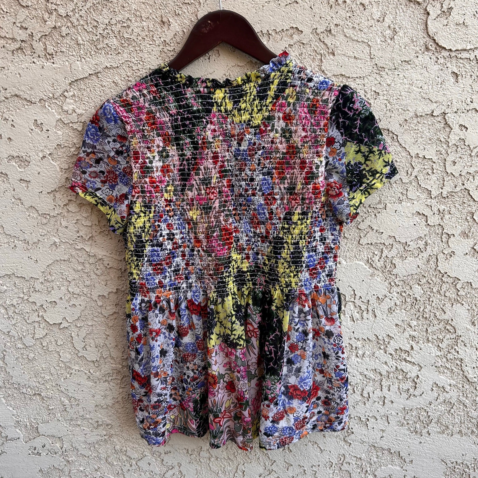 Anthropologie Akemi + Kin Smocked Floral Top Size XS