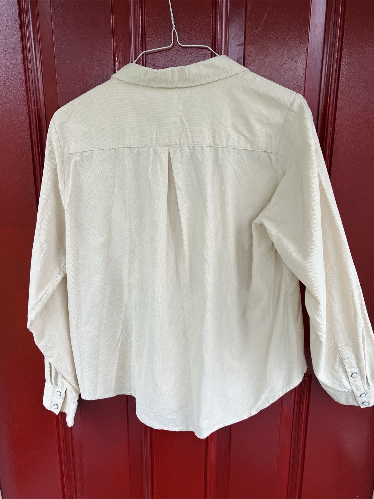 Velvet Heart Western Shirt New Women’s Large Cream Cotton Long Sleeve Pearl Snap