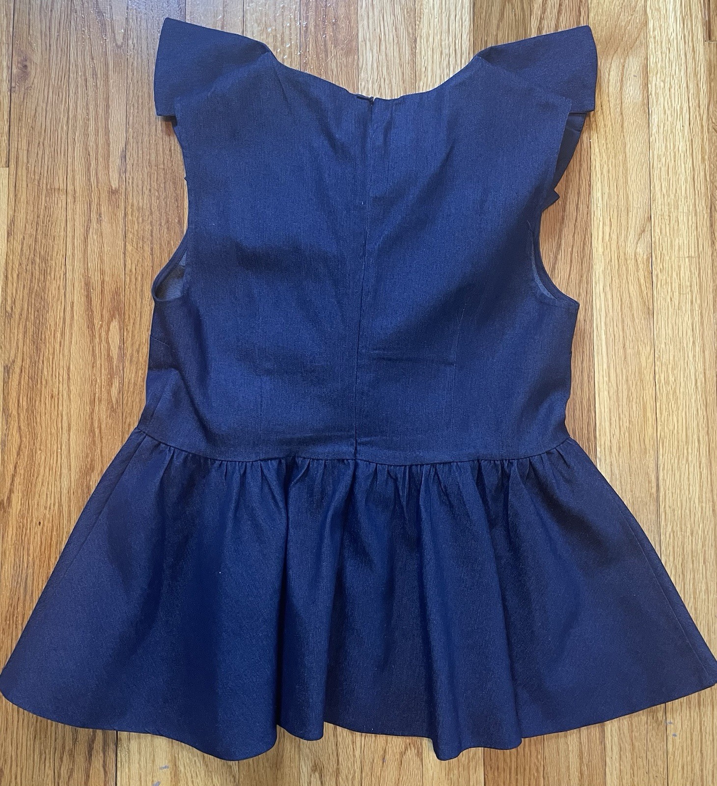 STYLEWE Dark Wash Denim Sleeveless Ruffle Peplum Zipper Top Women’s Size S/M