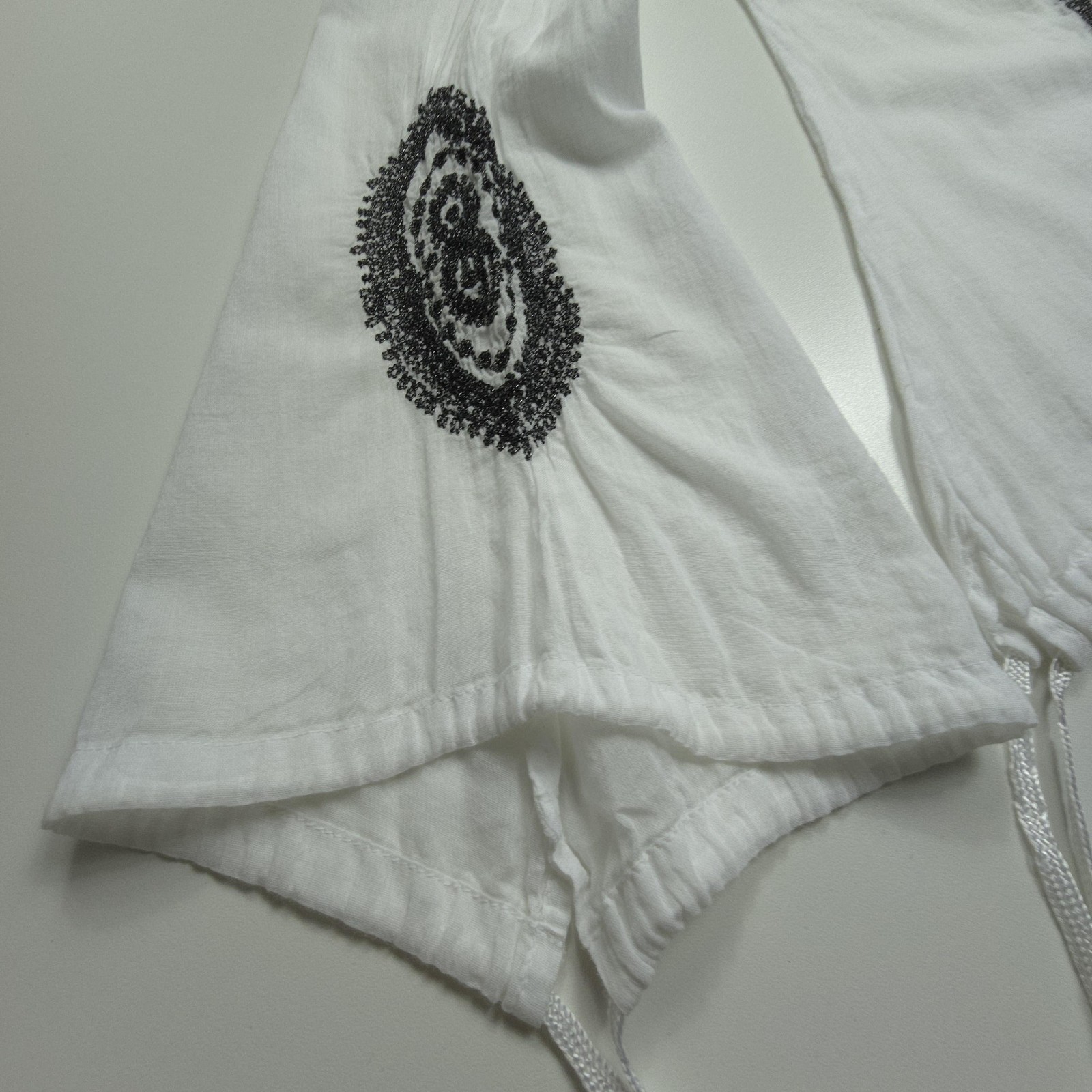 Karma Highway Womens Top Small White Embroidered Tunic Blouse Bell Sleeve Boho S