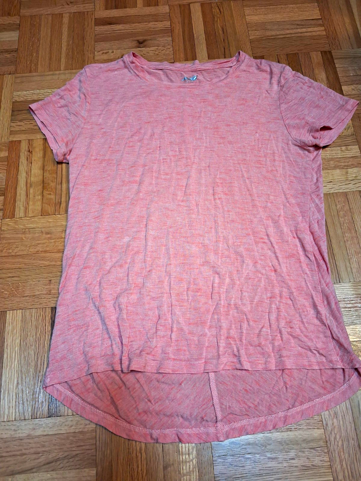 Avia Women’s Pink Solid Crew Neck Short Sleeve Jersey T-Shirt (XS 0-2)