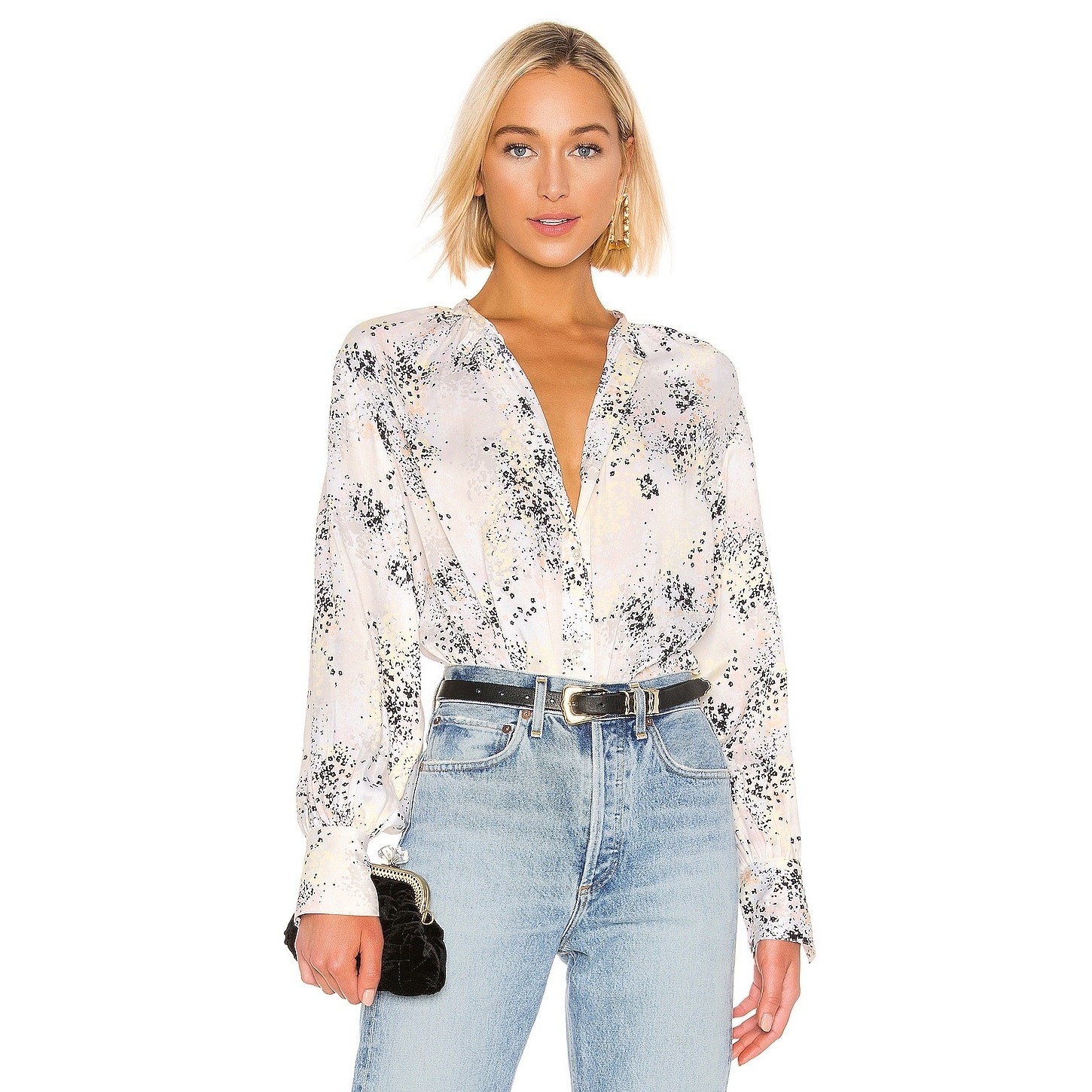 NWT Equipment Causette Silk Blouse Small Abstract Print Button Front