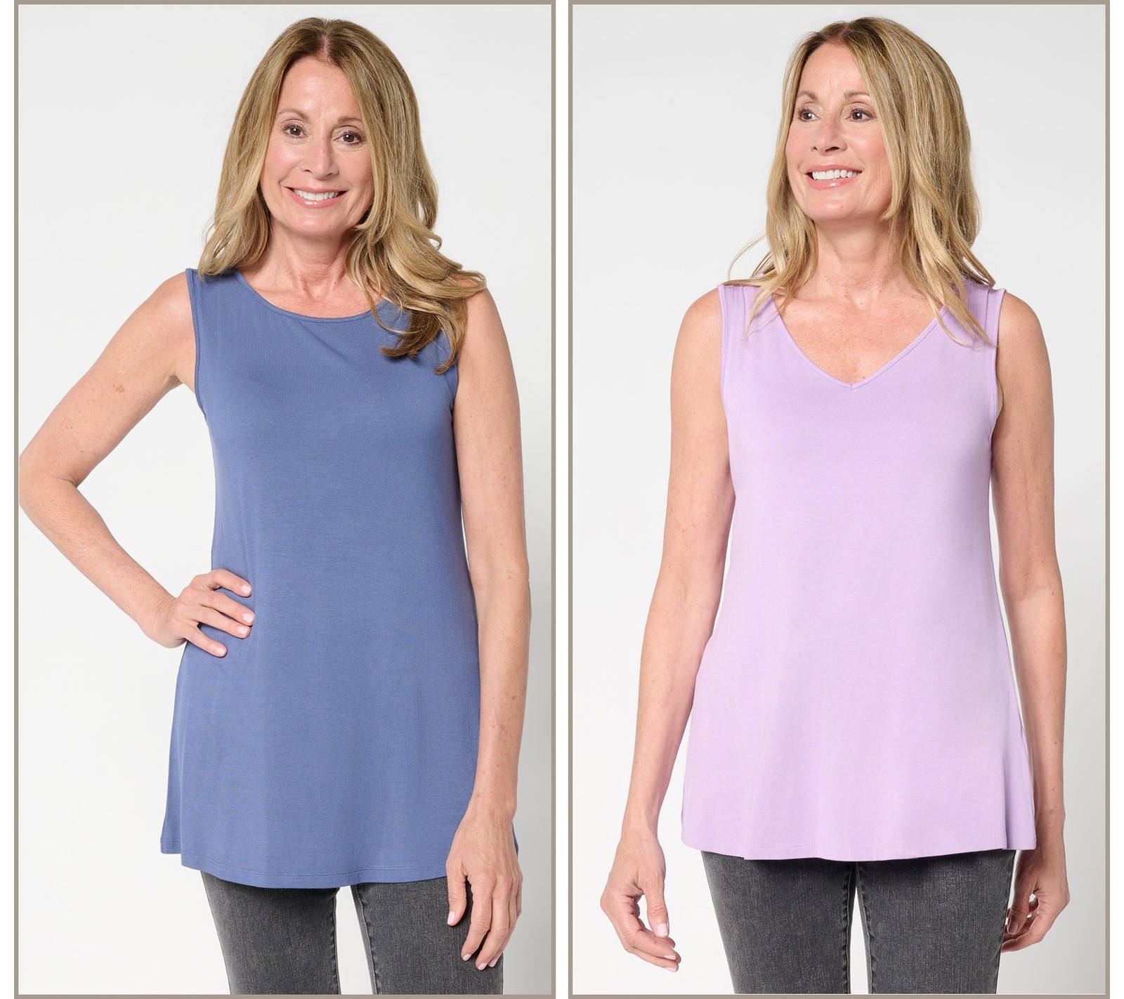 Gloria Vanderbilt Women’s Top Sz L Crew V-Neck Tanks Multi-colored A702428