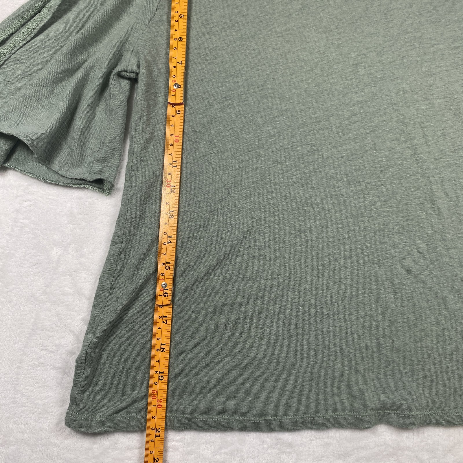 Ann Taylor Factory Women’s Linen Blend Top Sage Green Size Medium Tie Sleeves