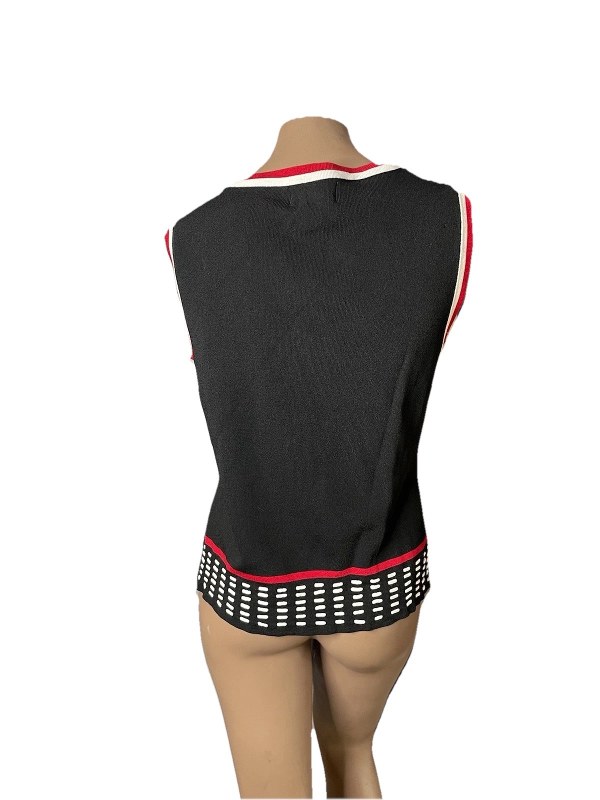 Finity Studio Sleeveless Scoop Neck Tank Top Color Block Black Red White Sz L
