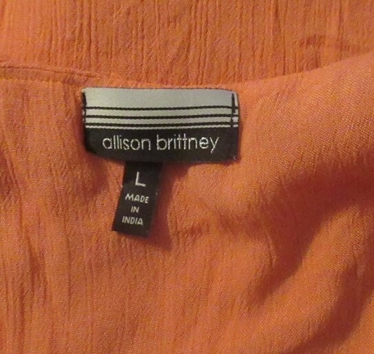 Allison Brittney orangish sleeveless Top size L