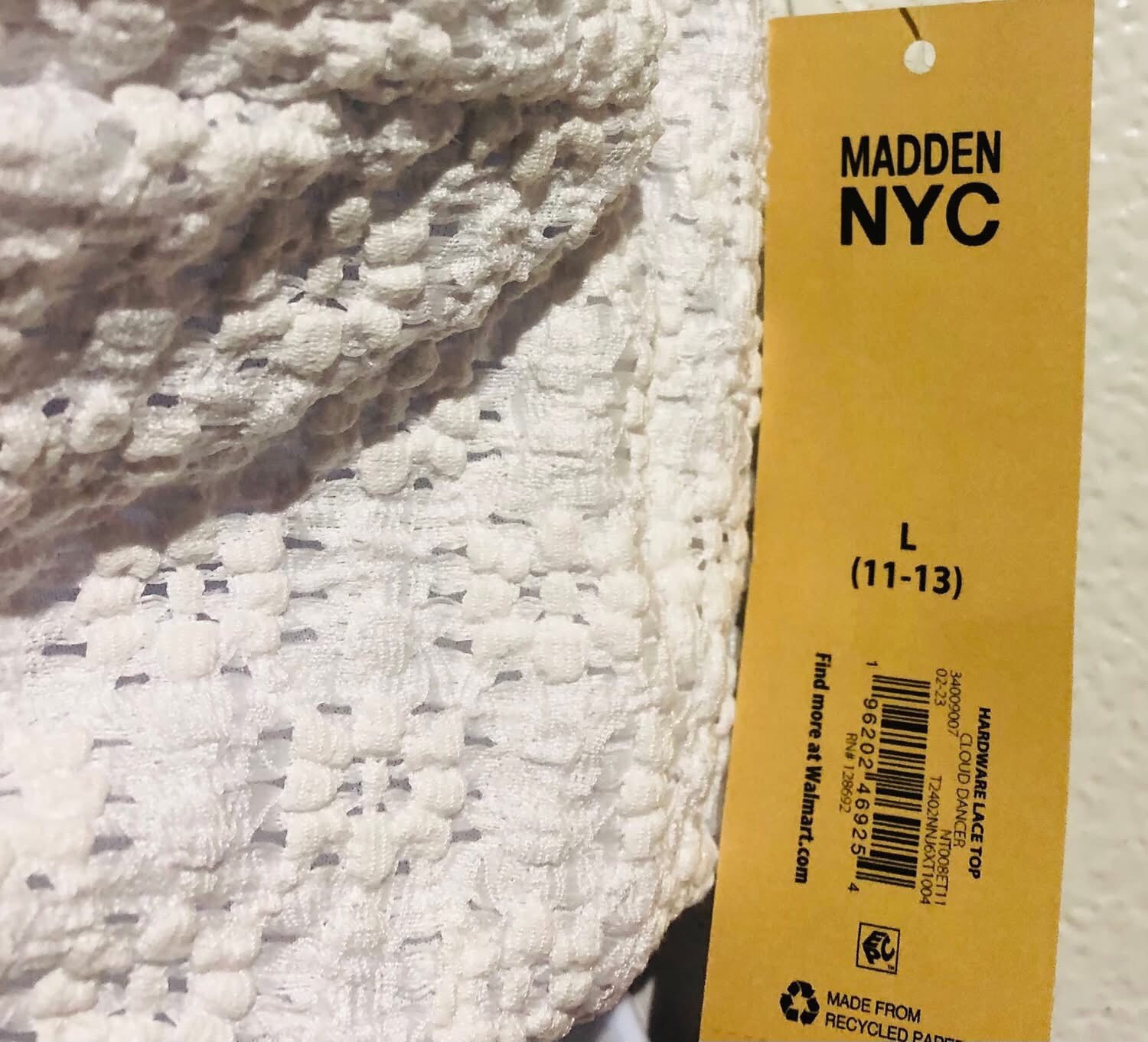 Madden NYC Juniors’ Size L (11-13) Lace Cropped Top New With Tags Condition