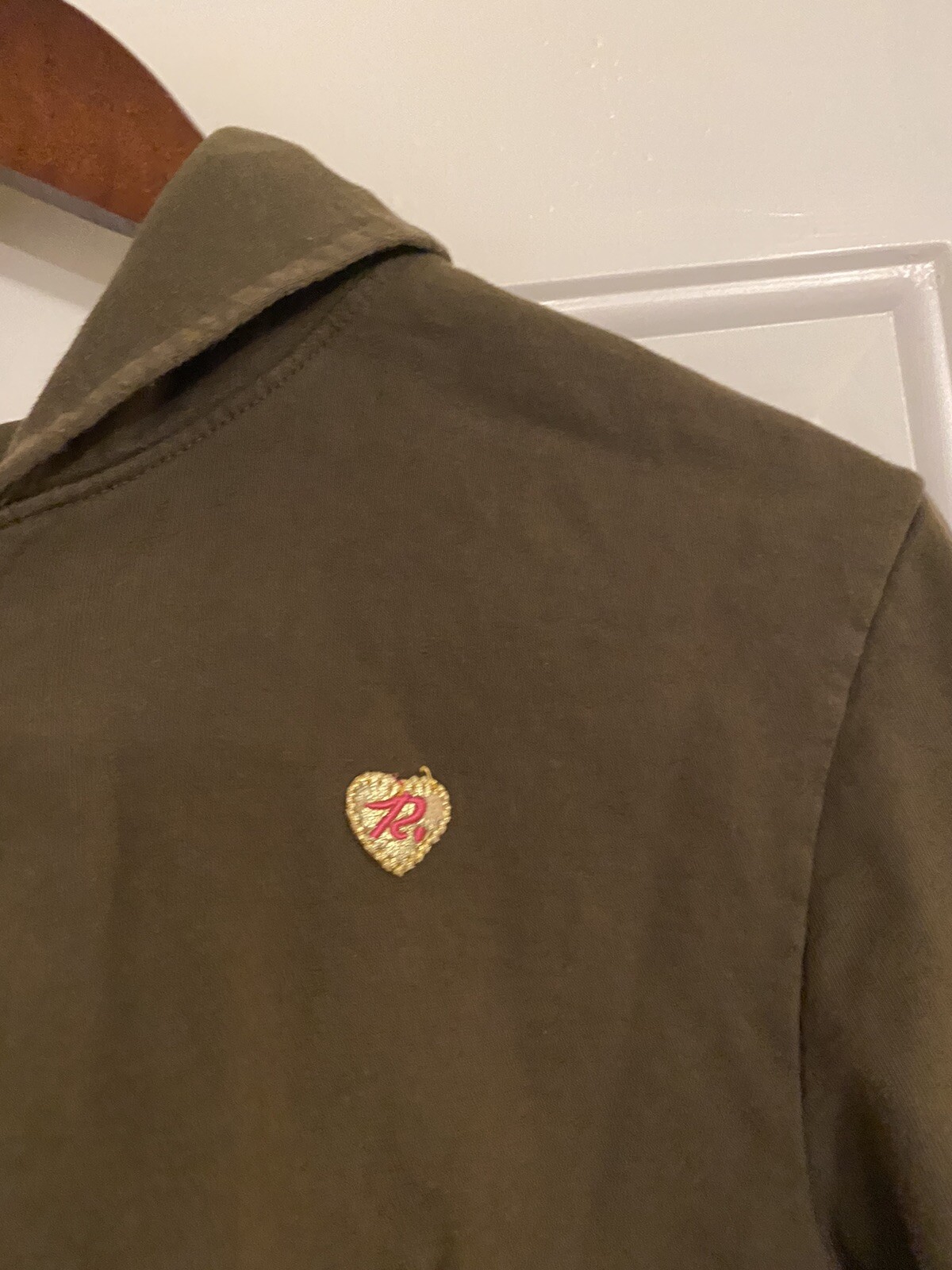 PRIMP Women’s Jr’s Medium Zip Up Hoodie Green Gold Embellished SEE Description