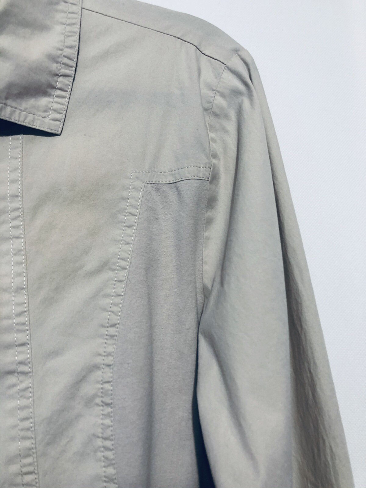 Soft Surroundings Womens Medium Khaki Seams Perfect Button Down Shirt Tunic
