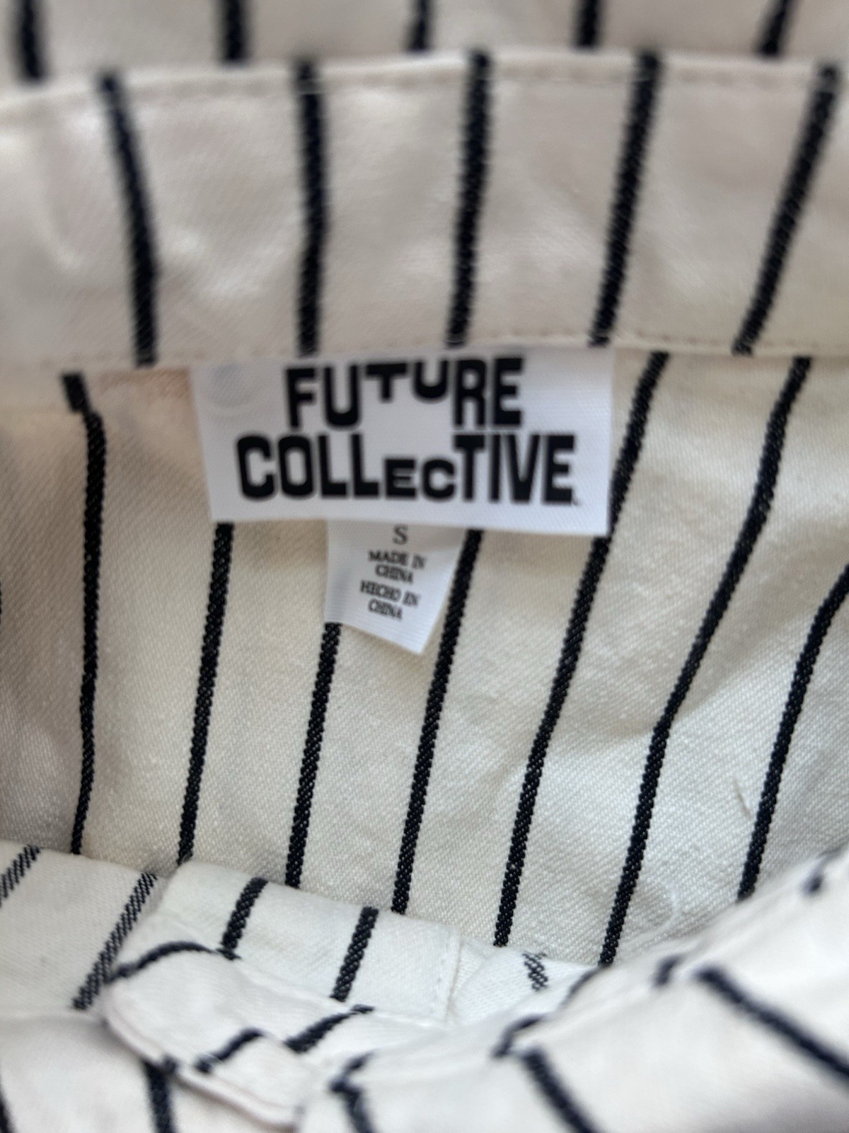 Future Collective Black & White Striped Button-Up Top w/ Pockets size S