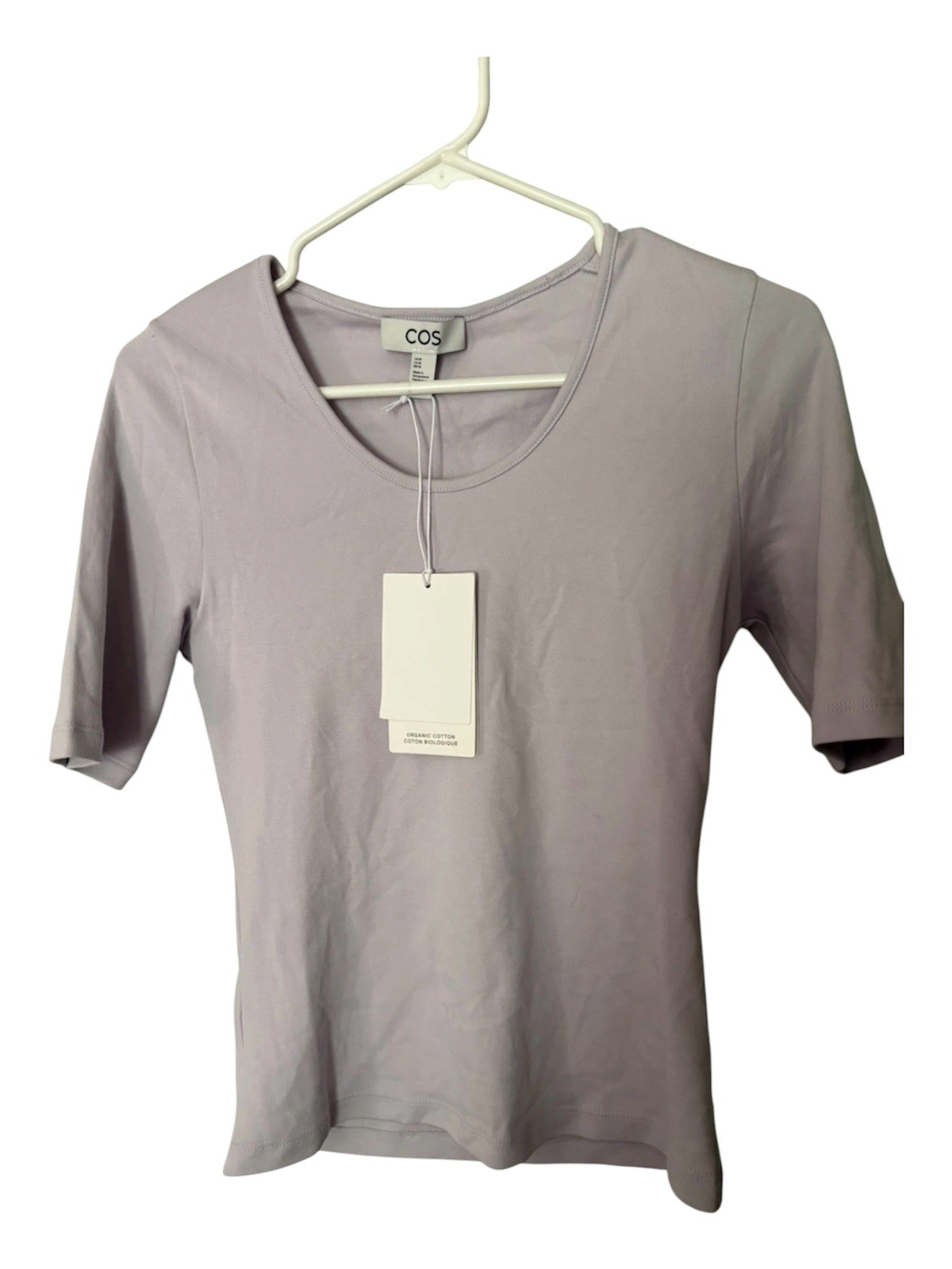 COS Women’s Organic Cotton T-Shirt Short Sleeve Basic Tee Lavender Size M New