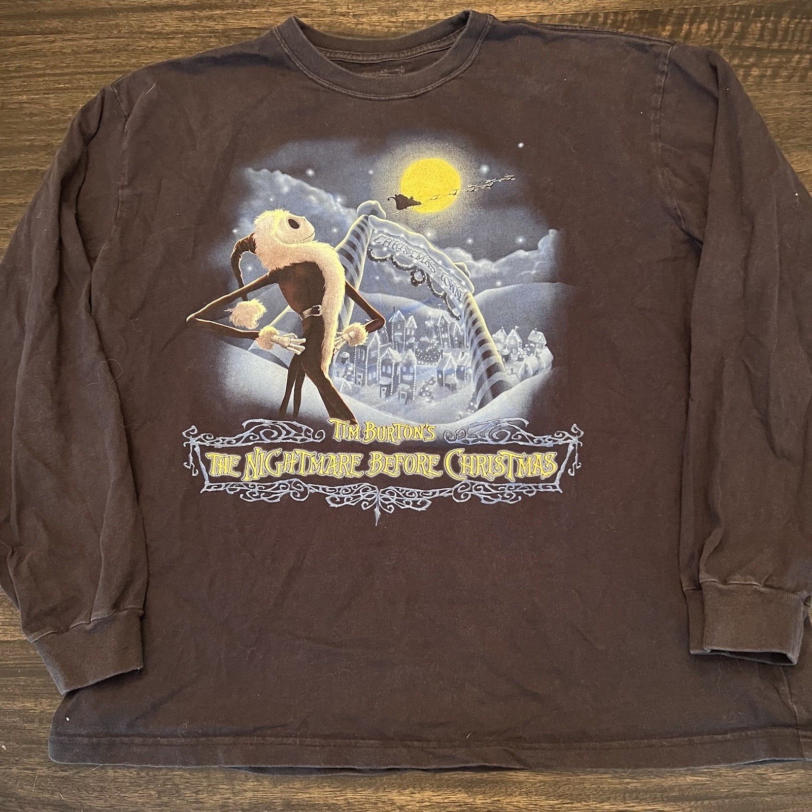 Disney Nightmare Before Christmas Long Sleeve Shirt Jack Sally XL Vintage