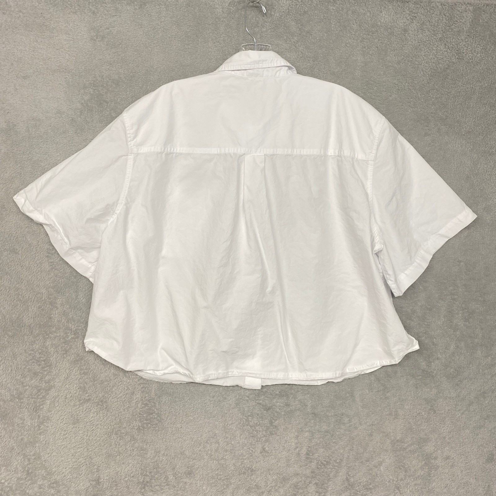 Madewell Top XL White Straight Hem Short Sleeve Shirt in Poplin Button NZ454
