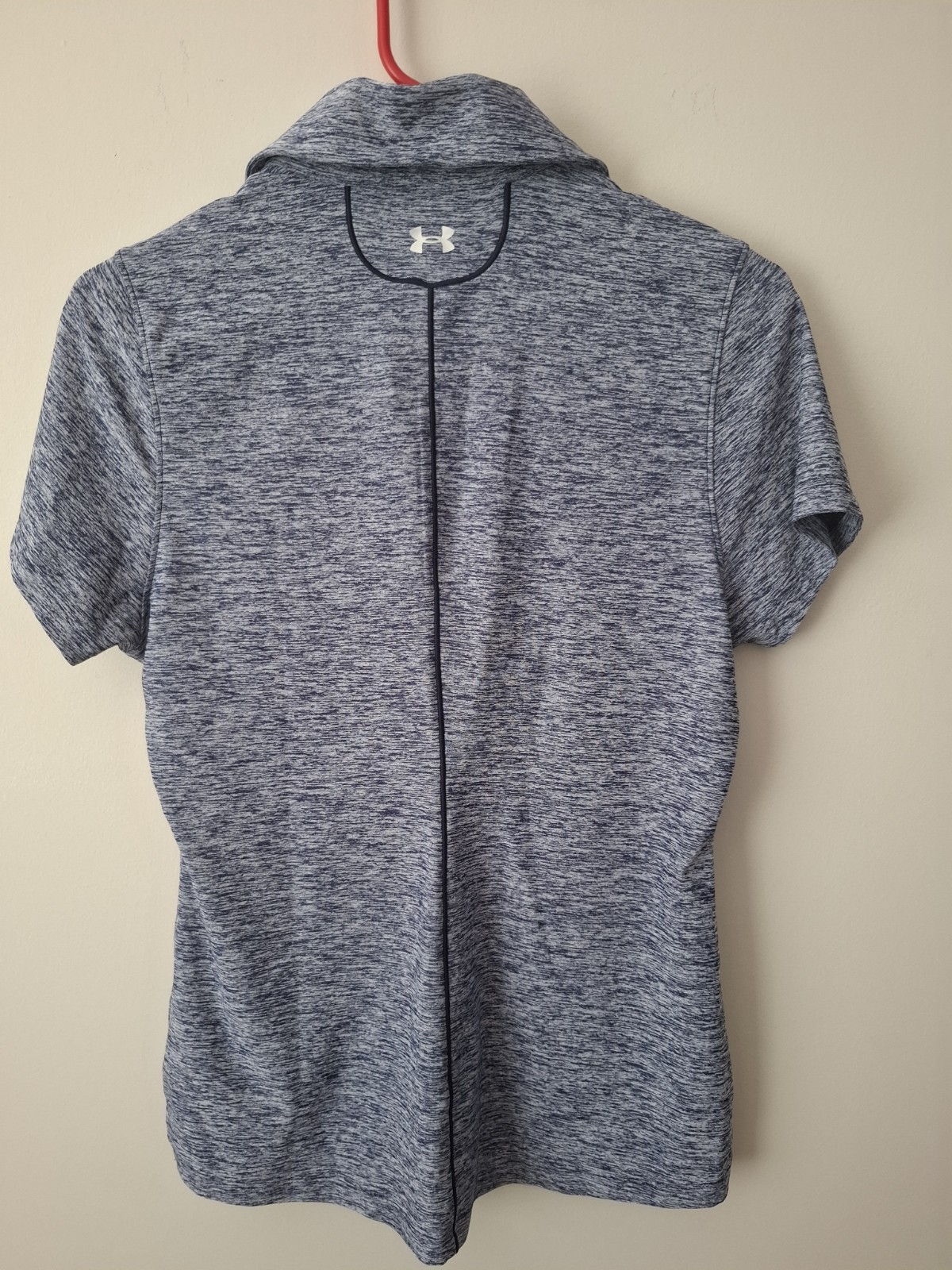 Under Armour Women’s M Gray Heathered Collared Short Sleeve Button Polo Logo