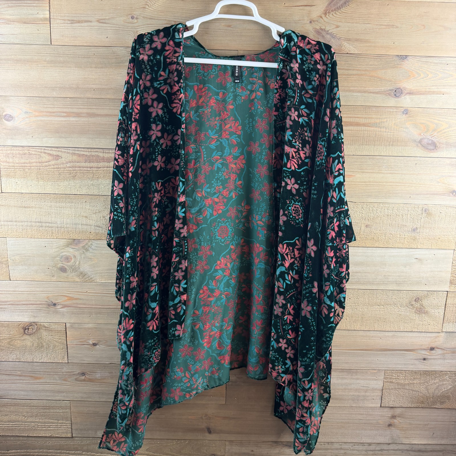 Torrid Womens Kimono Cardigan Ruana Burnout Velvet Floral Open Front Whimsygoth