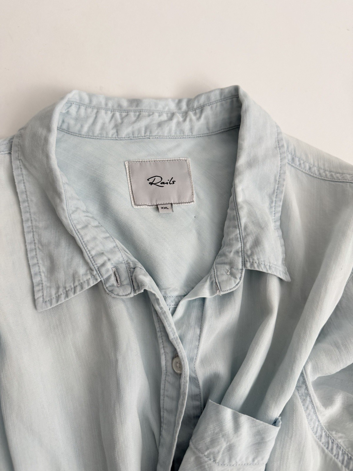 Rails Ingrid Raw-Light Vintage Chambray Button Front Top Sz XL Tencel Capsule