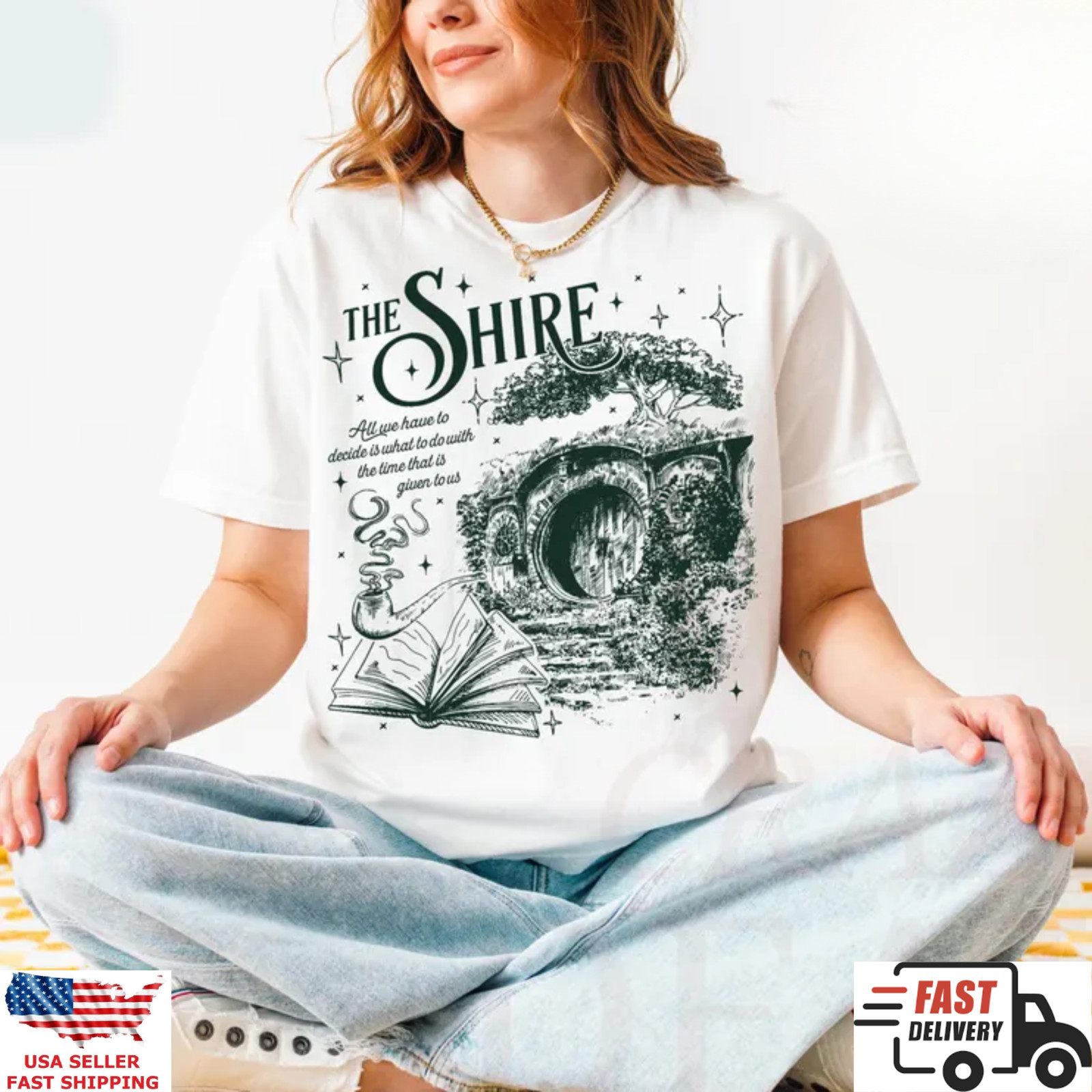 Fantasy Book Shirt The Shire Graphic Tee Hobbit Lover Gift Reader Shirt