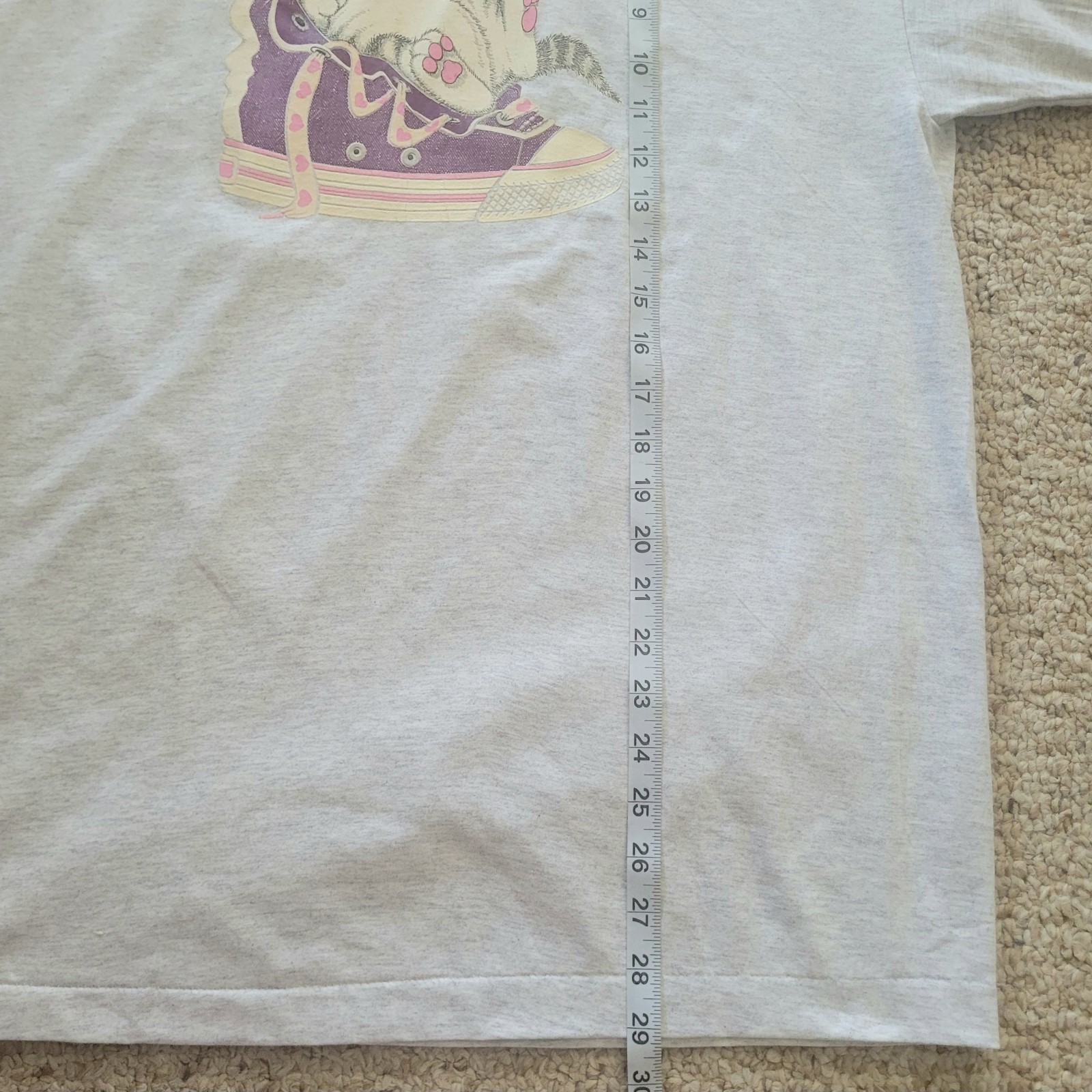 Vintage Cat Ringer T Shirt Women’s Size Large 90s Y2K Kitten Single Stitch NOS