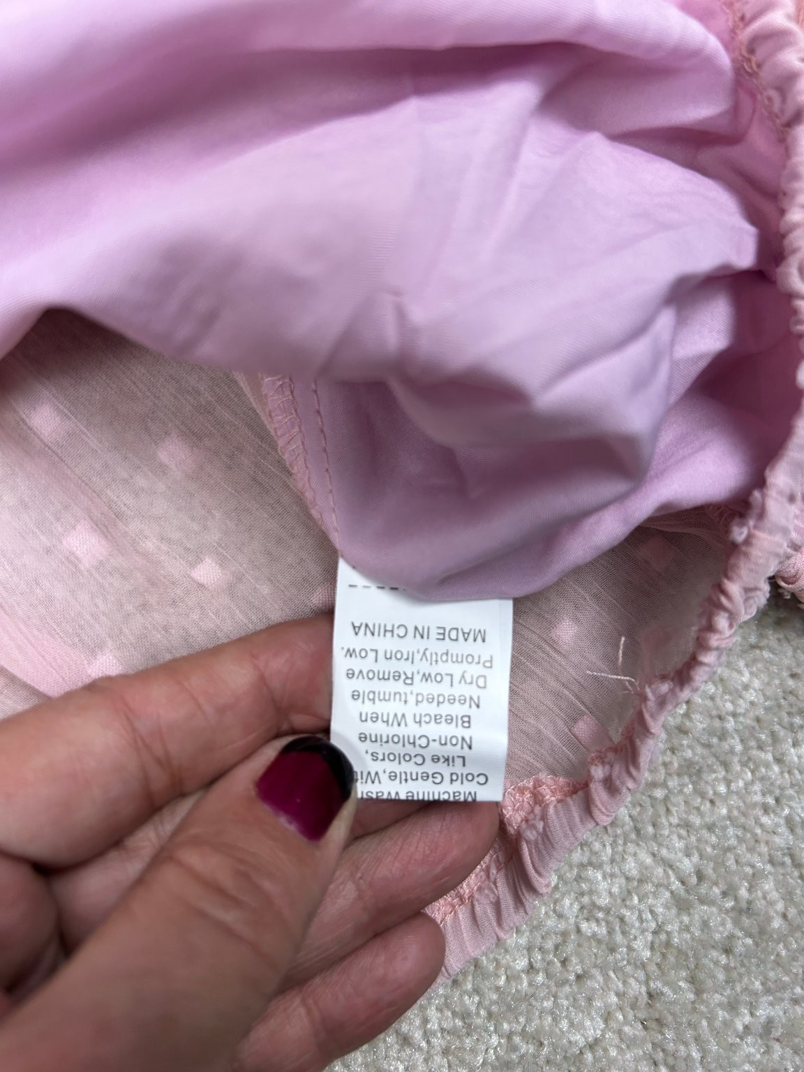 MISS SPARKLING Women’s Pink L Wrap Blouse Lace Swiss Dot Long Sleeve Top