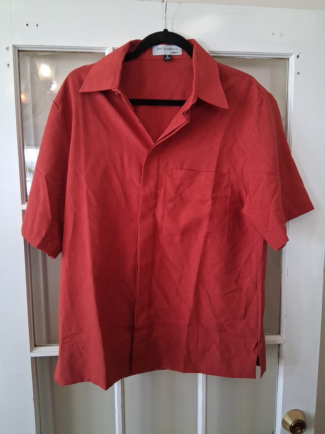 Doc & Amelia By Cintas Short Sleeve Button Front Shirt Size Med Dark Orange E1