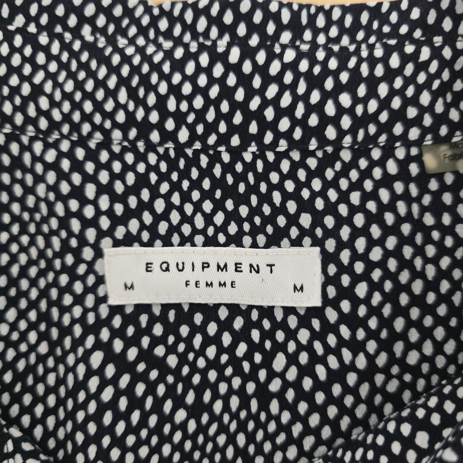 EQUIPMENT Femme Black White Polka Dot Silk Button Up Shirt Sz Medium Lightweight