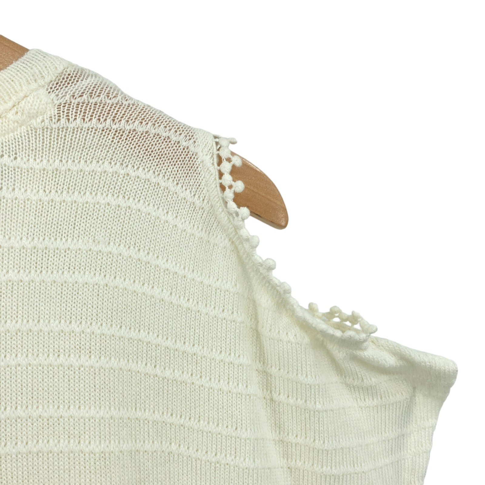 Style&co. Blouse Top Women Medium Cream Knit Short Cold Shoulder Sleeve Pullover