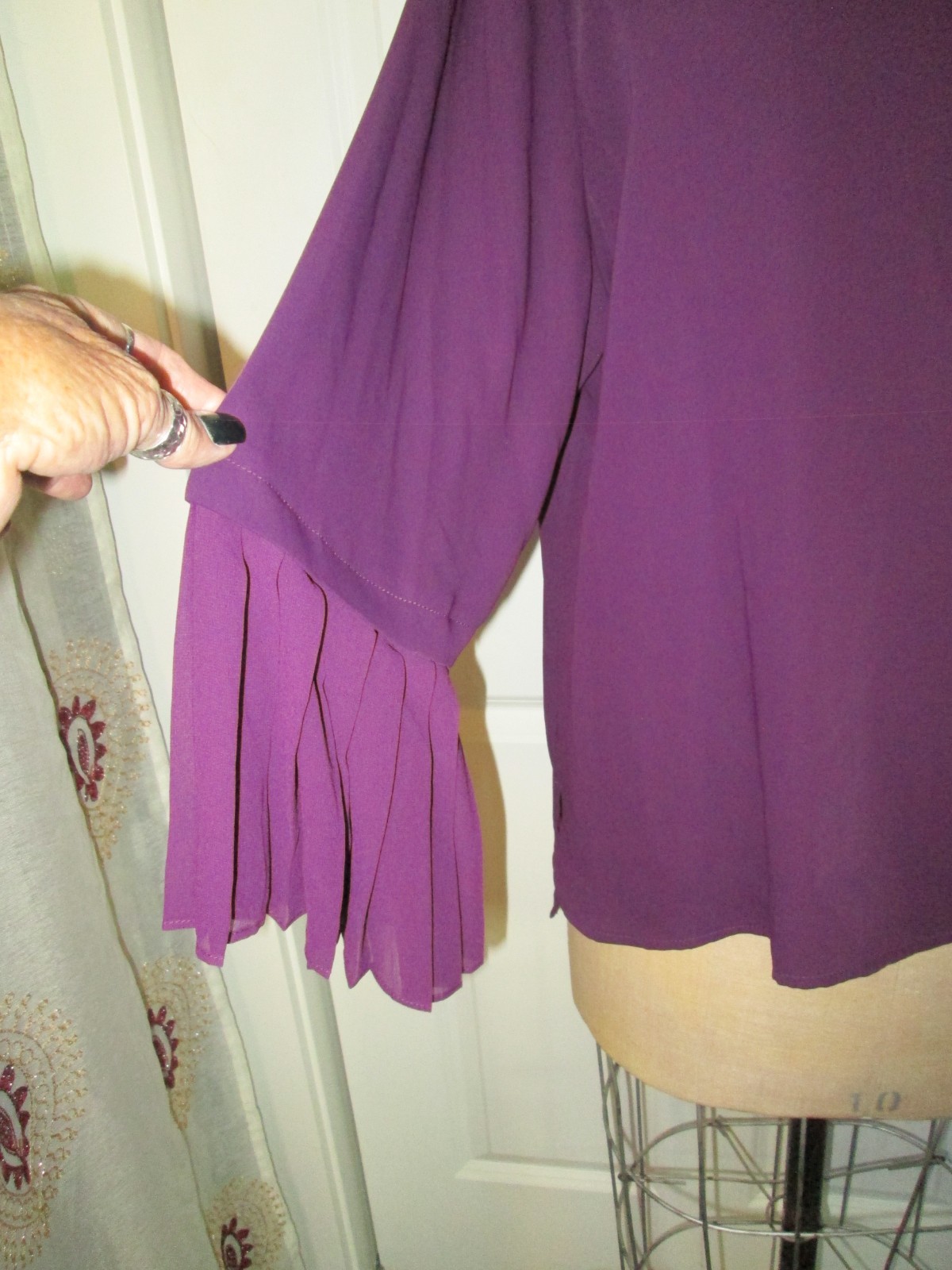 CHICOS PRETTY PURPLE L/S PLEATED L/S BLS SZ 3P EXC! CAREER/CAS EASY CARE CLASSY