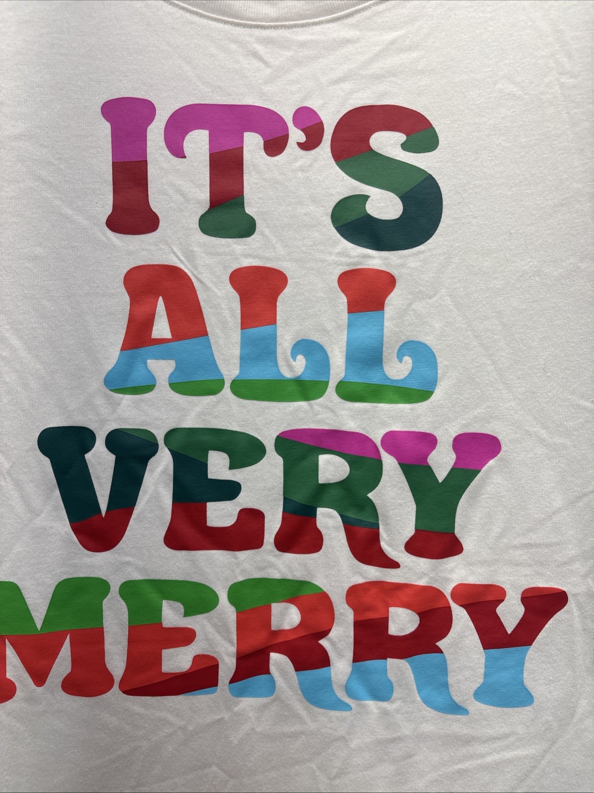 Women’s WonderShop “IT’S ALL VERY MERRY” Short Sleeve Holiday T Shirt White S