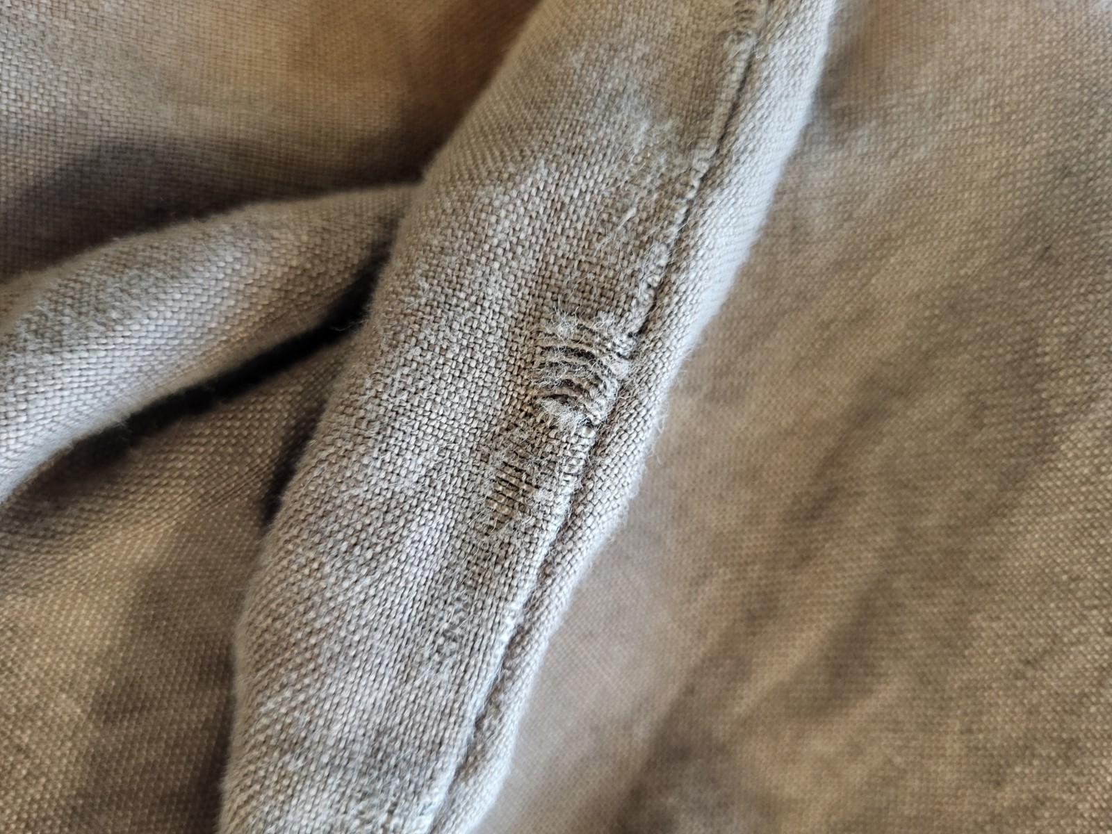 Linen Shirt Button Up Brown Lagenlook Earthy Vintage Women’s 20W *FLAW