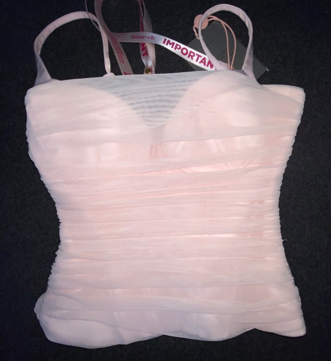 HOUSE OF CB ‘Lini pink mesh corset top size S Bigger cups NWT