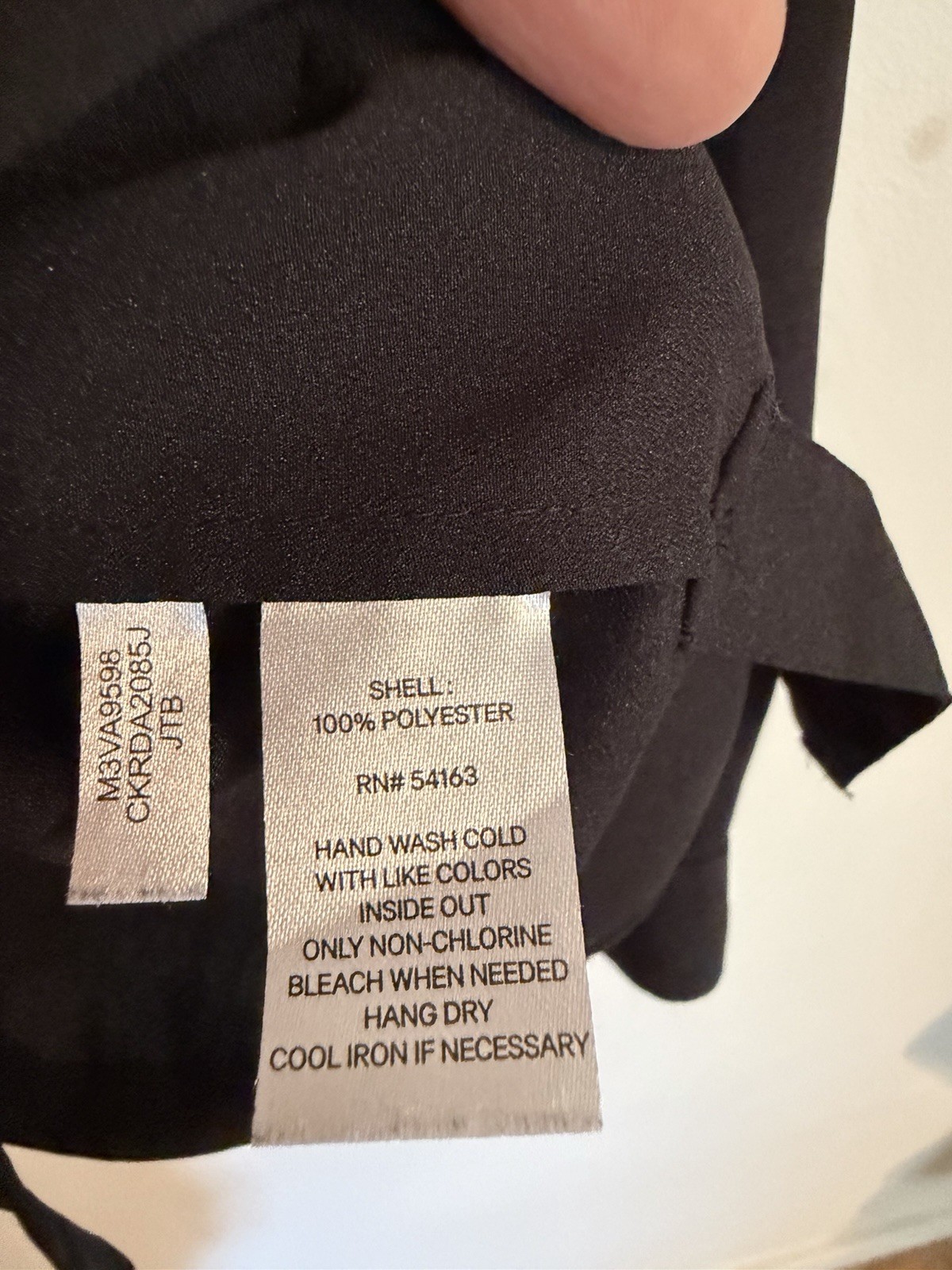 Calvin Klein Black Split Neck Button Front Blouse Zip Pockets Roll Tab L