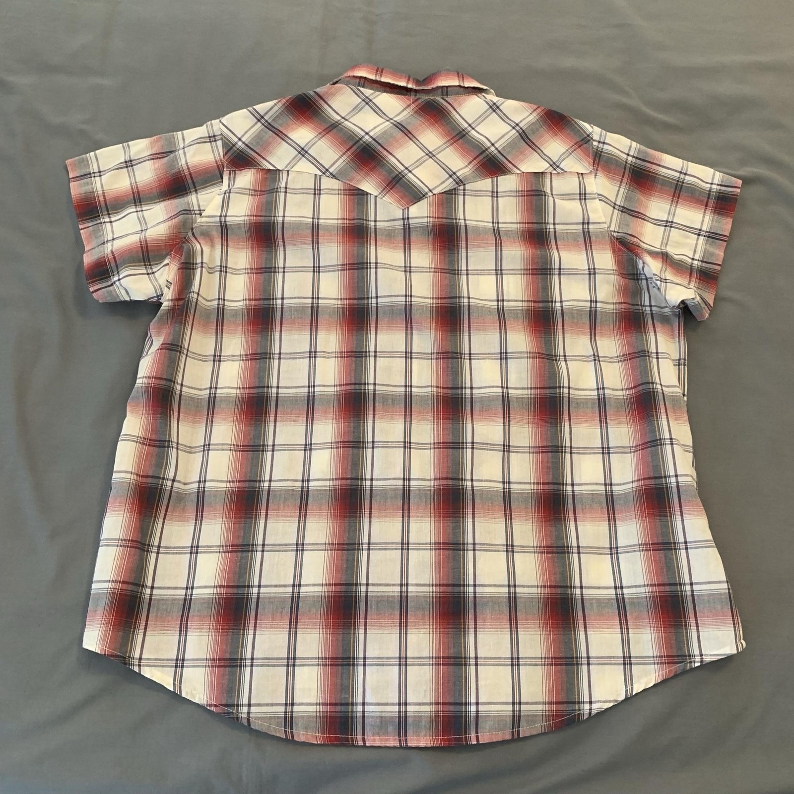 Wrangler Western Shirt Woman’s 2XL Red Plaid Pearl Snap Short Sleeve Cowgirl Up