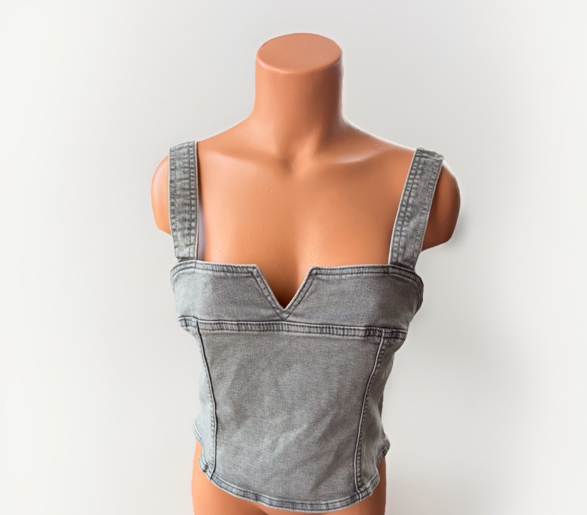 Divided Gray Denim Top Size M Zip Cropped