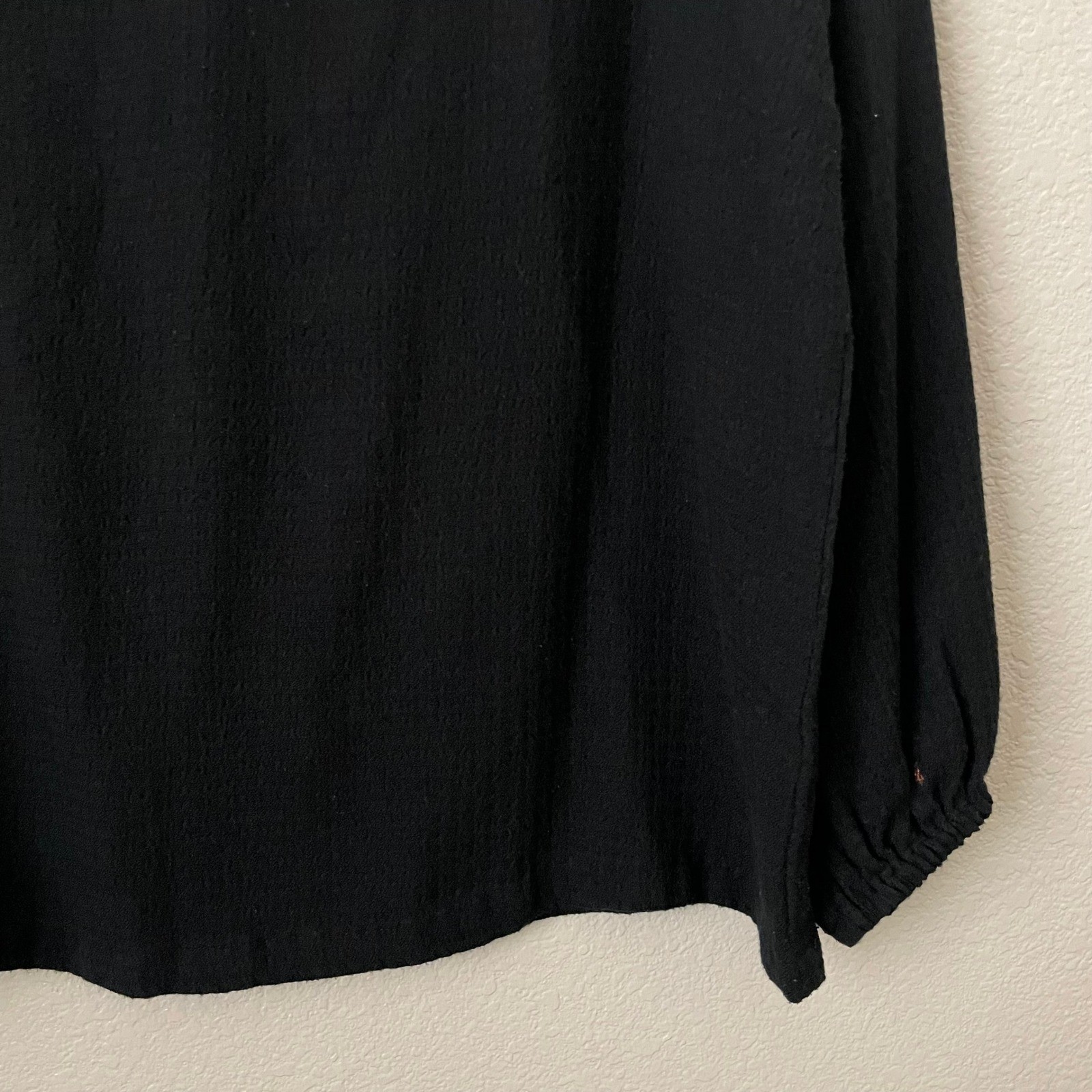 Marine Layer Top Womens Large Black Jamie Ruffle Long Sleeve Quiet Luxury Boho