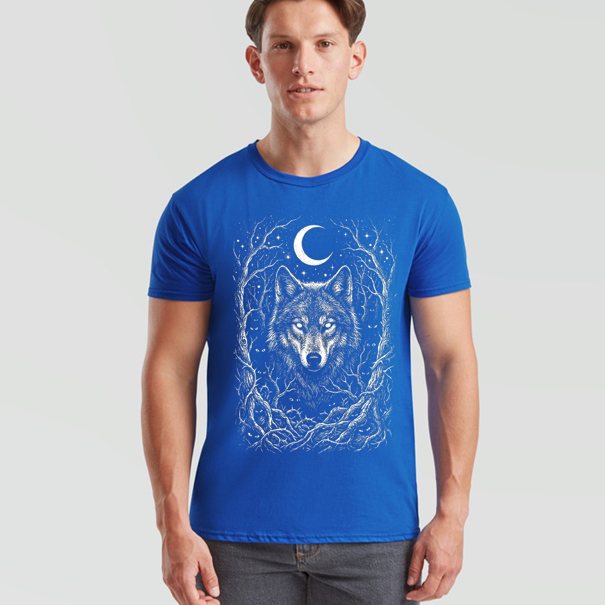 Wolf Wolves Animals Mens T-Shirt Womens Tee Mystical Forest Graphic Unisex Tee