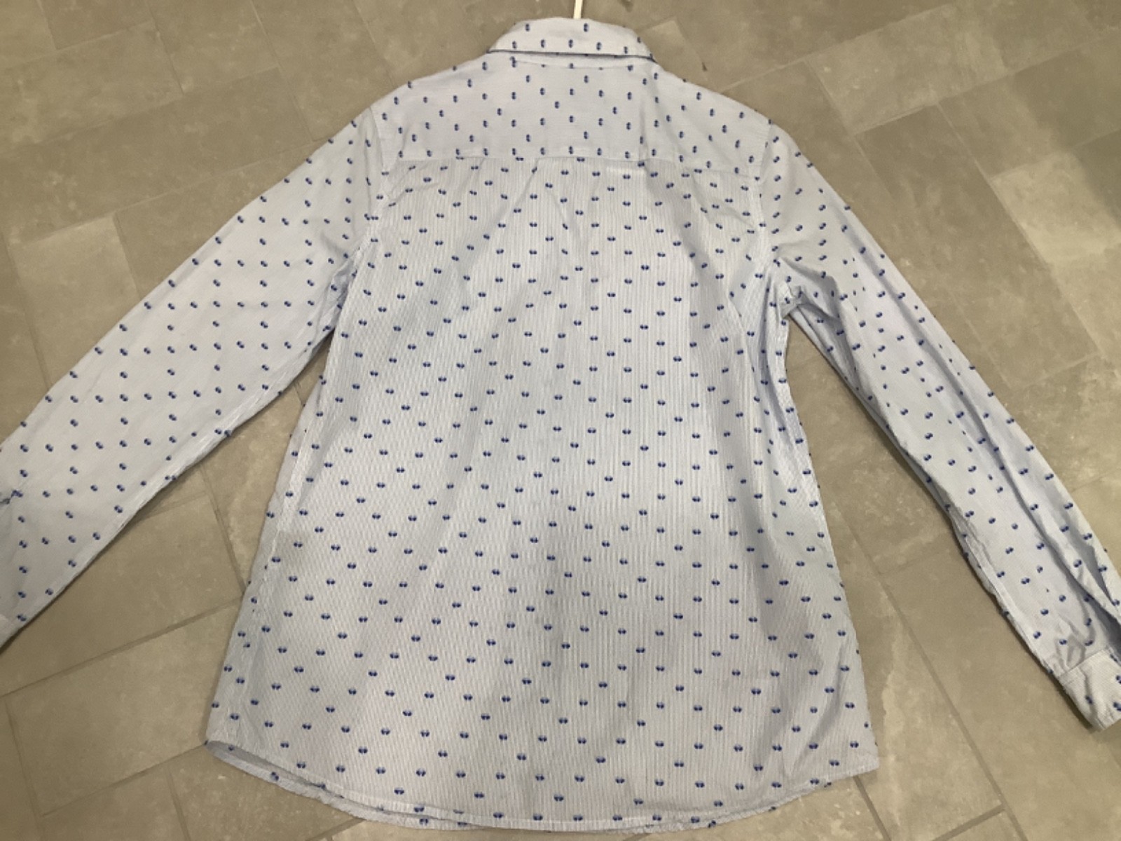 J McLaughlin women’s M cotton buttonup shirt Blue&Wht Preppy Classic long sleeve