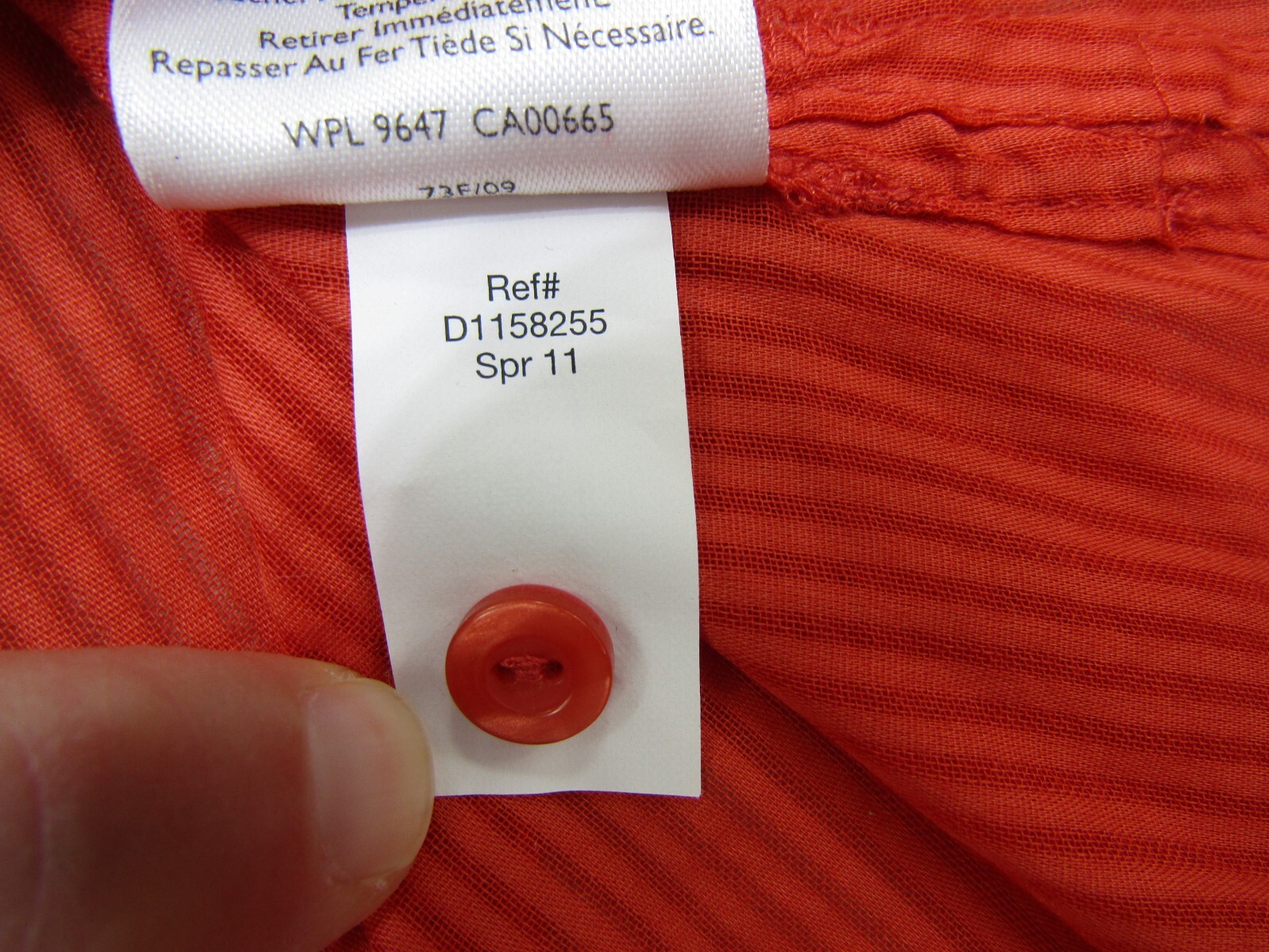 Eddie Bauer Blouse Womens Large Dark Coral Button Up Striped Outdoors Casual NWT