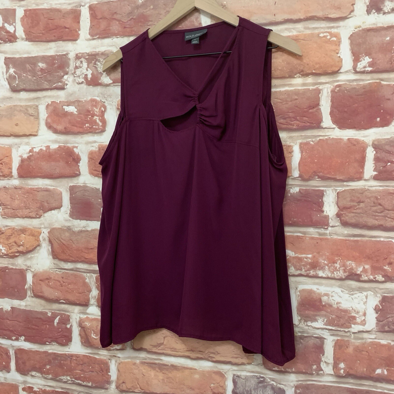 Bold Elements Top Shirt Womens Large Dark Purple Casual Sleeveless Popover