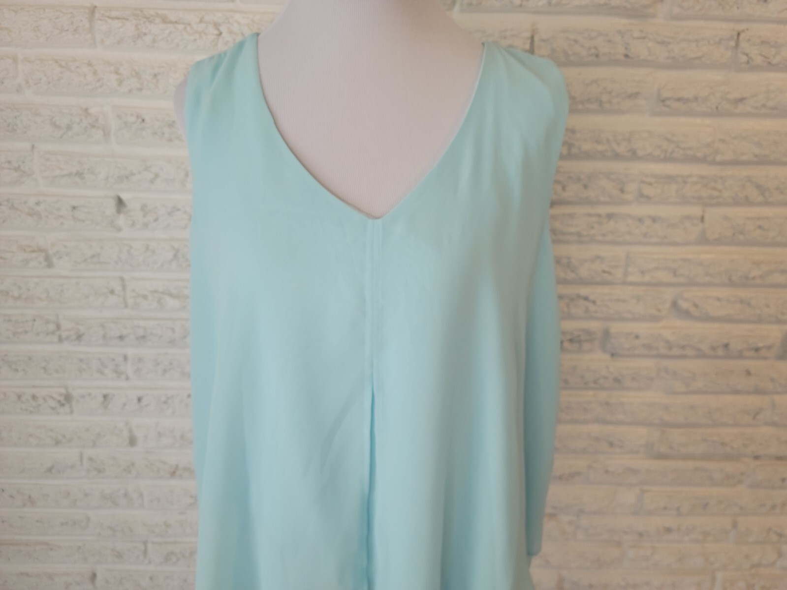 Alyx 0X Womens Blue Top V-Neck Sleeveless Lined Stretch Plus Size Blouse T Shirt