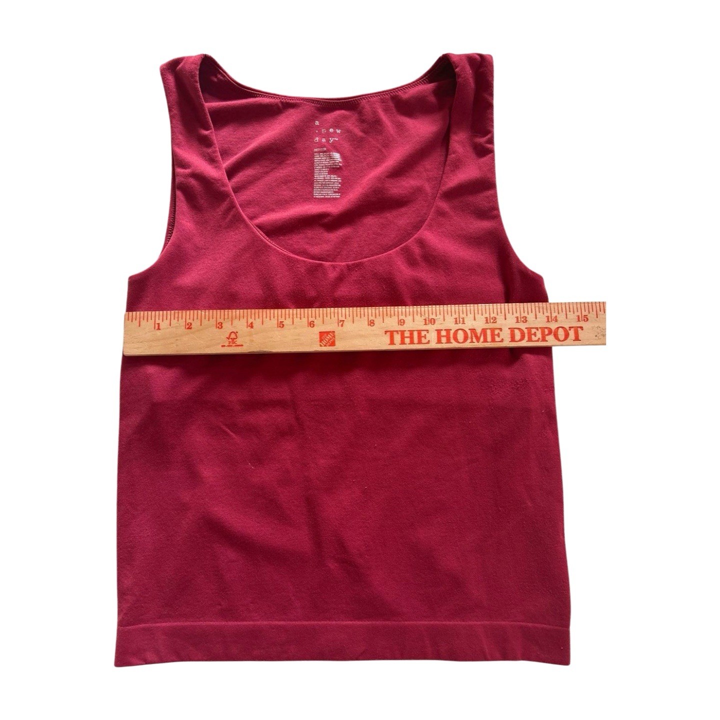 Nylon Spandex Seamless Scoop Neck Tank Dark Red A New Day Size M
