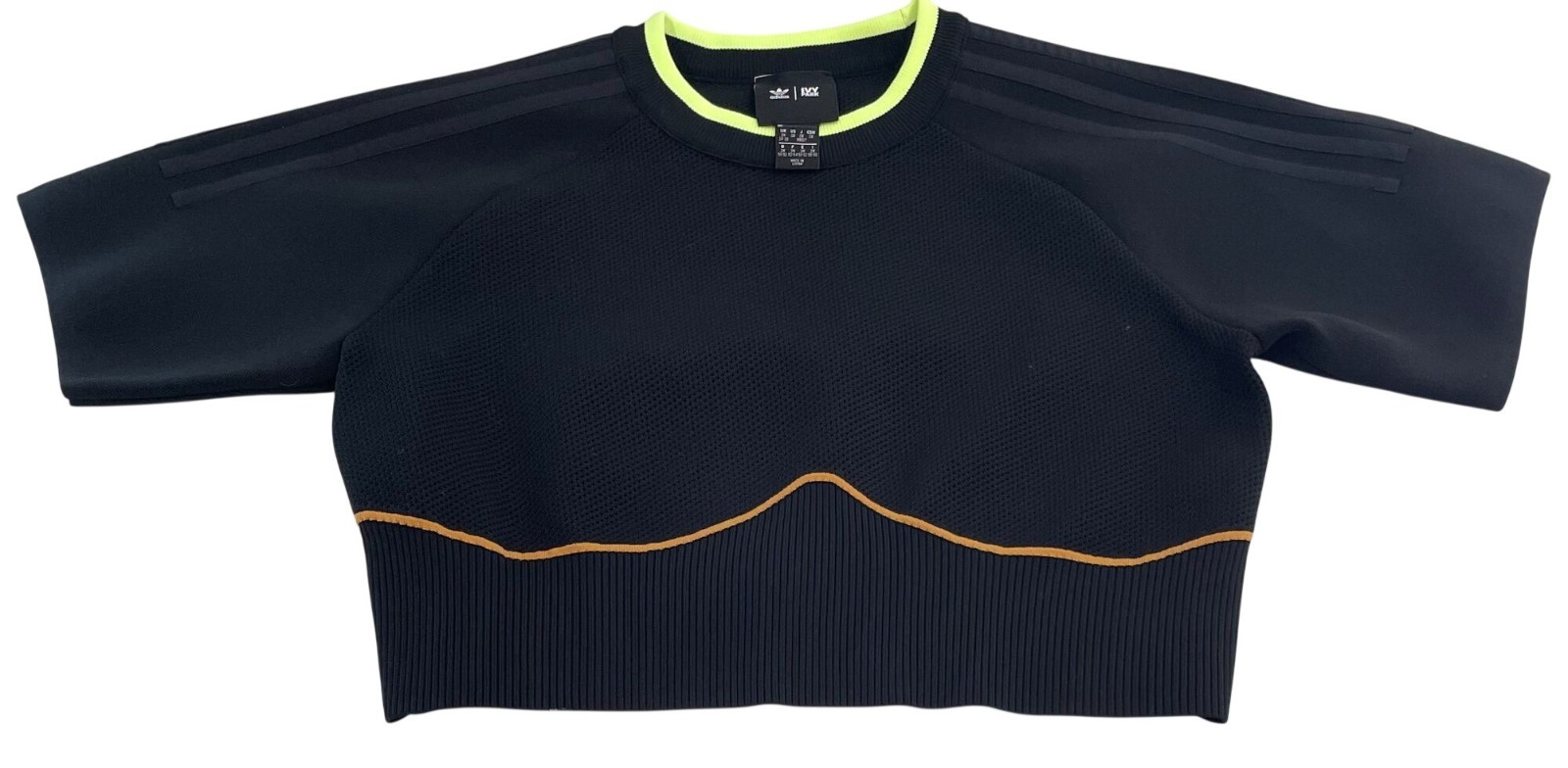 Adidas x Ivy Park Knit Crop Top Plus sz 2X Black Mesa Casual Sporty Gym Workout