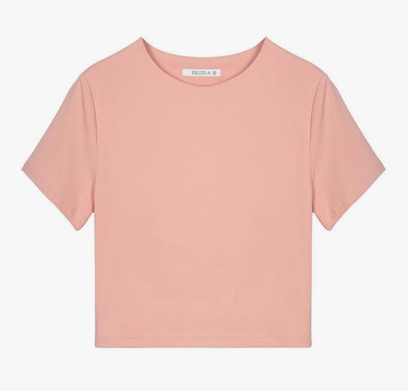 REORIA Butsmooth Basic Cute Short Sleeve High Neck Crop Top Tee Shirt Small -123