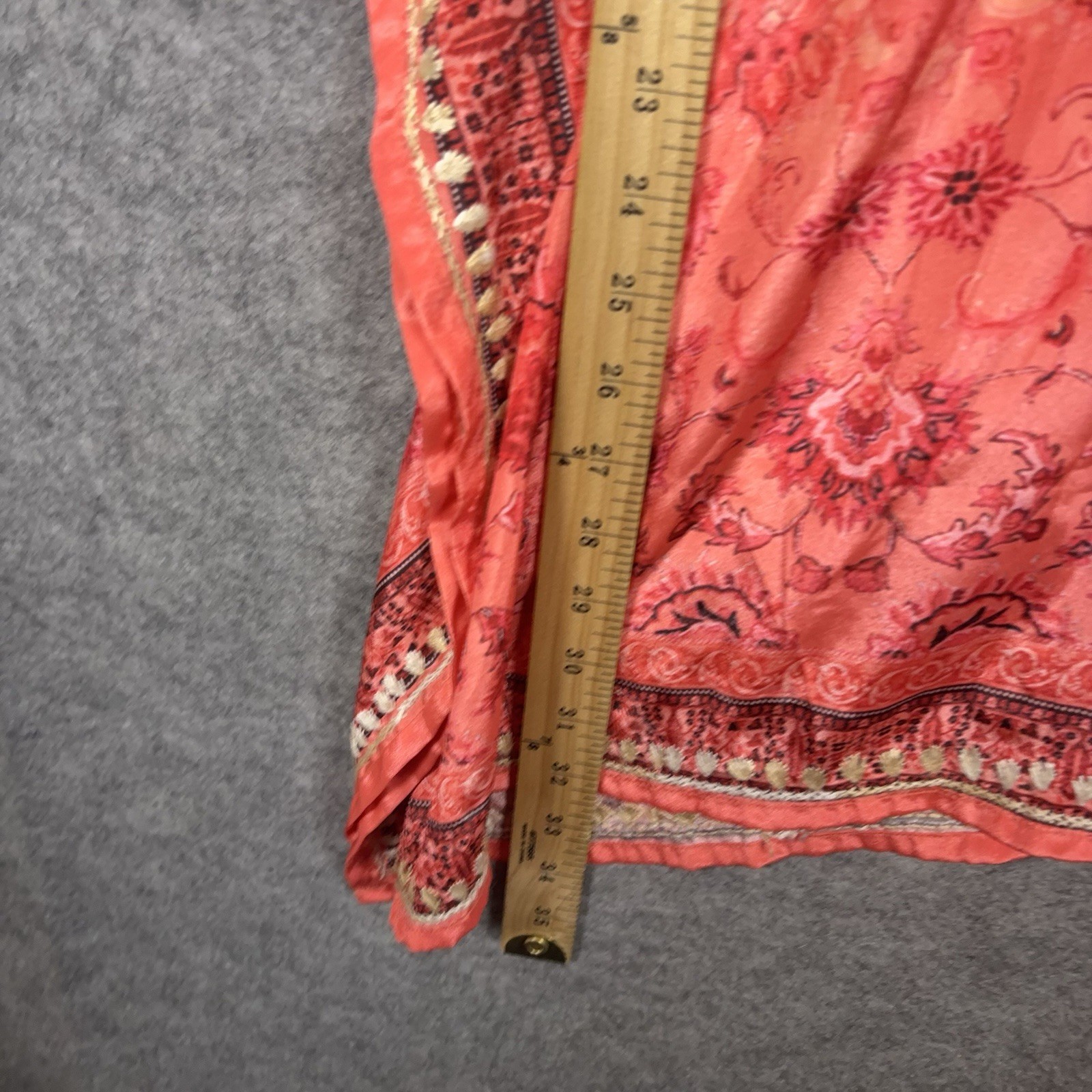 Sevya Handmade Kaftan Poncho One Size Red Polysilk Embroidered Boho