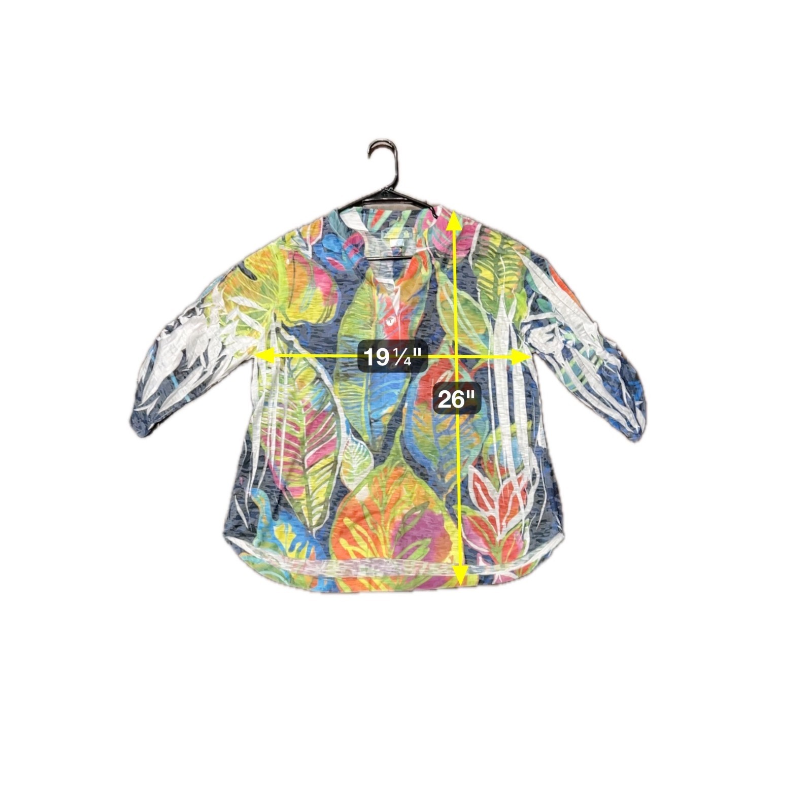 Impulse California Tropical Leaf Print Blouse Multicolor Sz Large Beach NWT