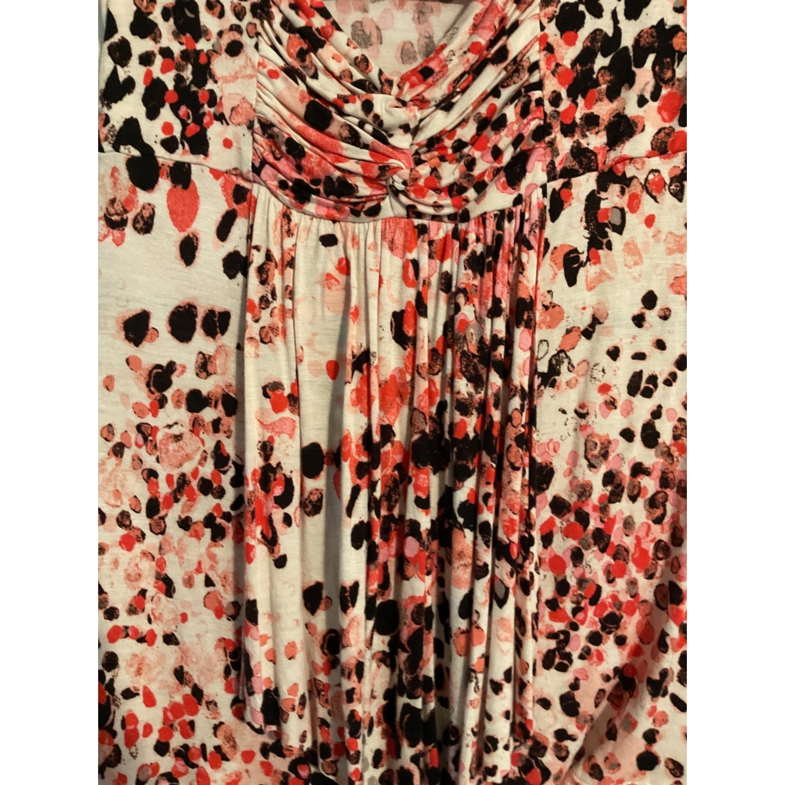 Candies Women’s Small Sleeveless Ruched Print Top White Red Black Rayon