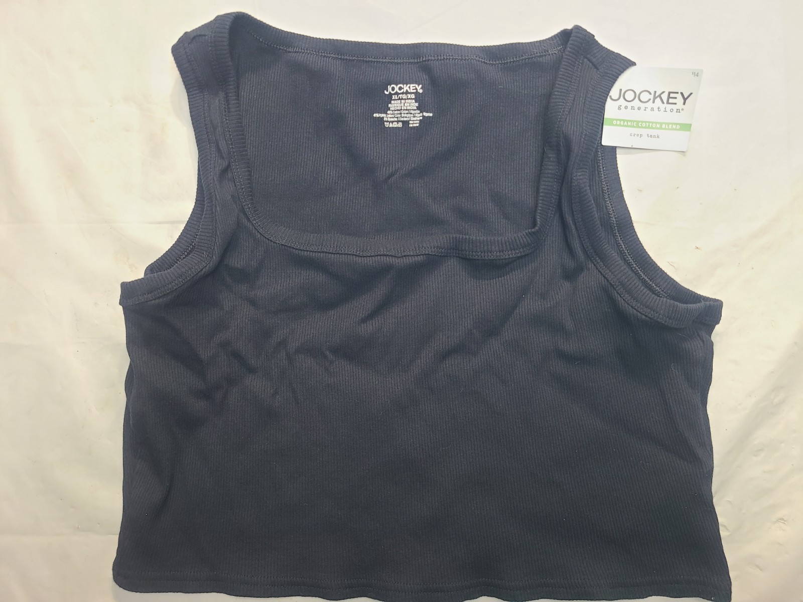 Jockey Generation Women’s Organic Cotton Blend Cropped Tank Top Black Size XL