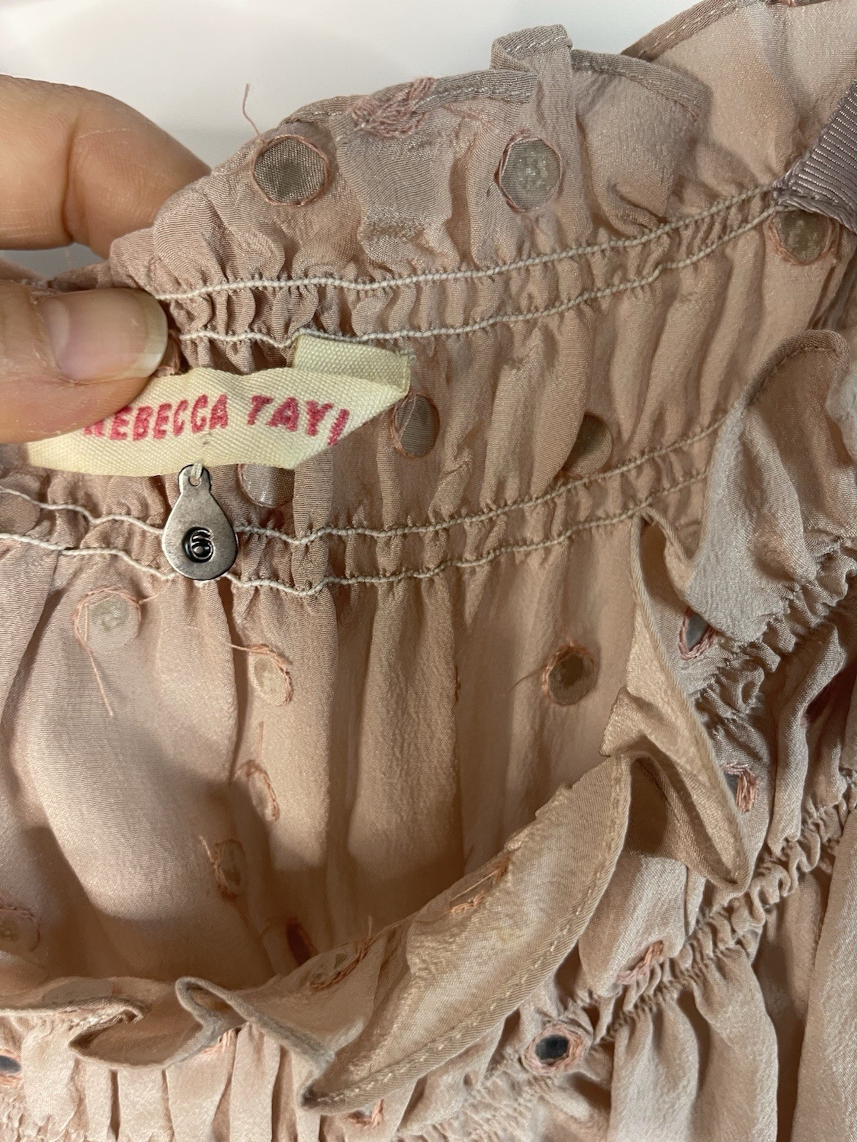 Rebecca Taylor Chrystal Embellished Ruffle Blouse Size 6 Medium
