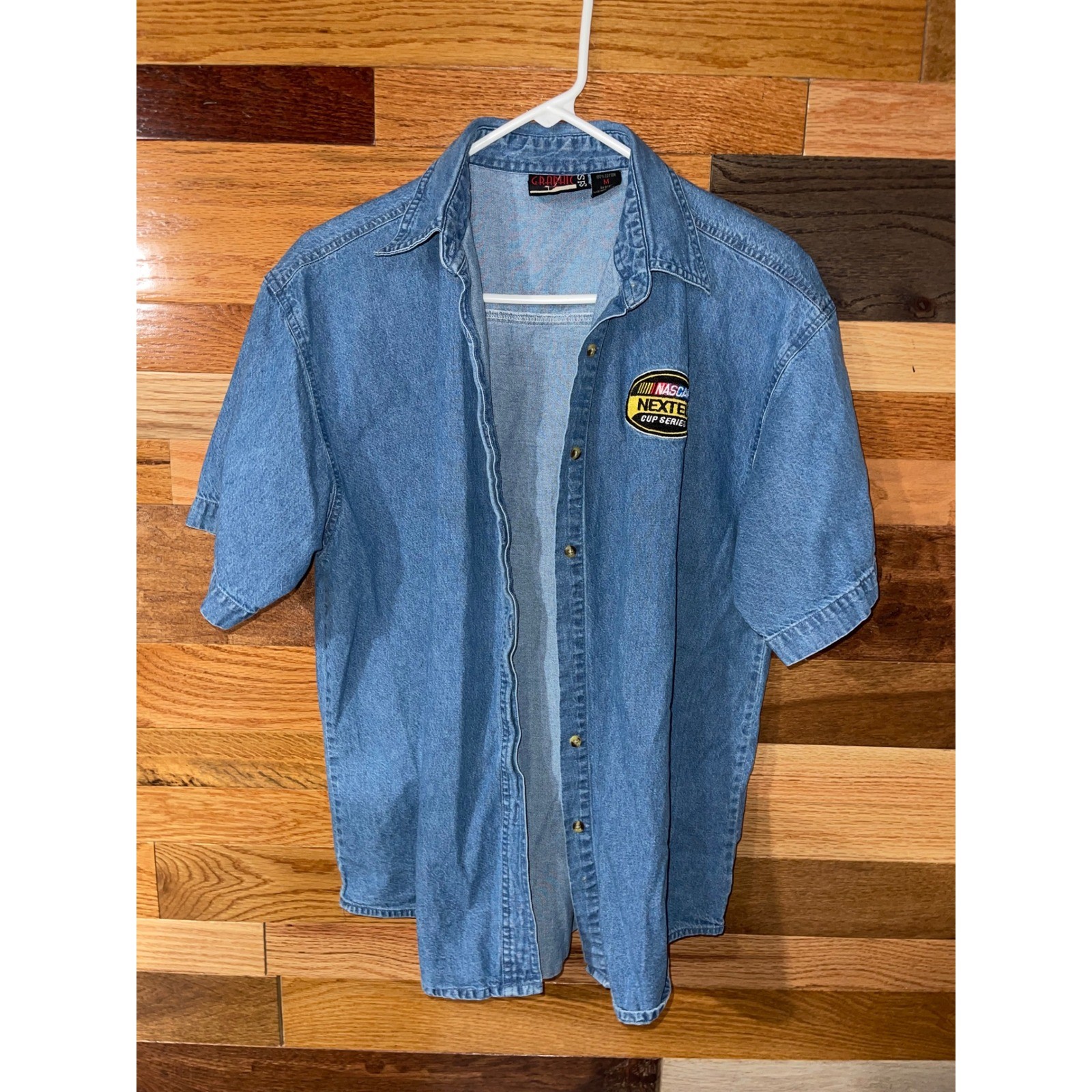 Vintage Graphic Sports Womens M Blue Denim NASCAR Nextel Cup Series Short Sleeve